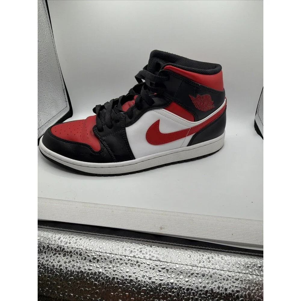 Jordan 1 Mid Bred Black Red White Nike Air Size 11 Mens